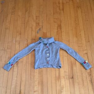 Gray Button-Up Sweater with Colorful buttons